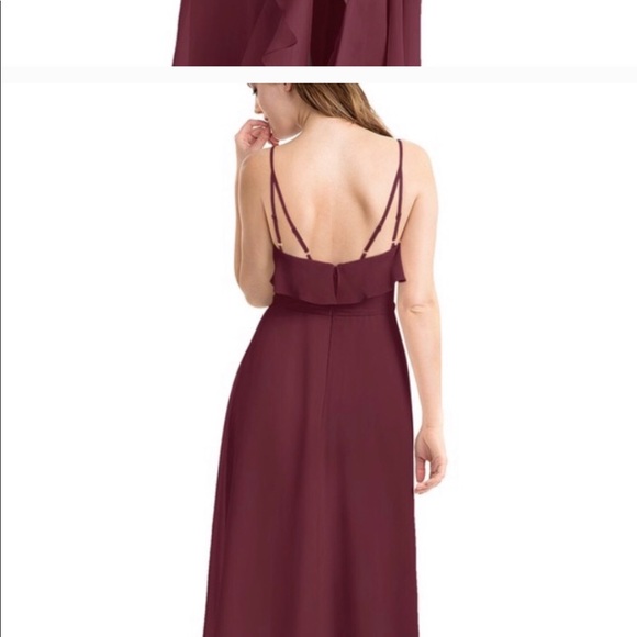Beautiful floor length burgundy dress - size 2 - Picture 2 of 5